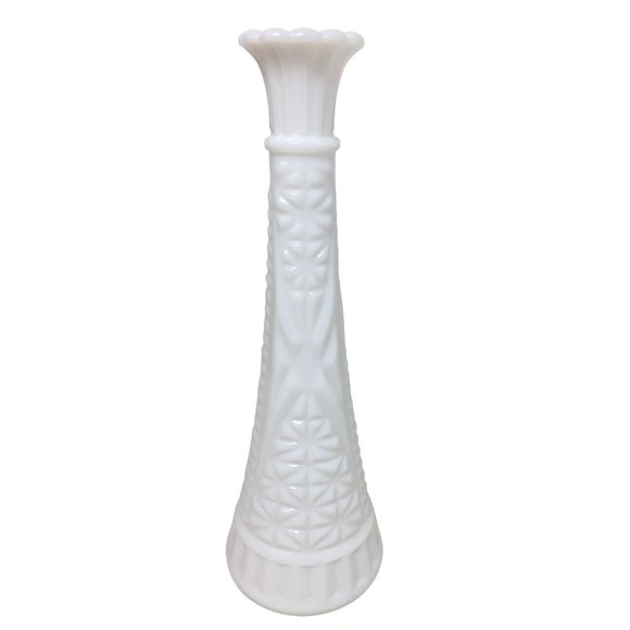 Vintage Hoosier Glass- Tall, White Milk Glass Flower Bud Vase - Picture 1 of 7
